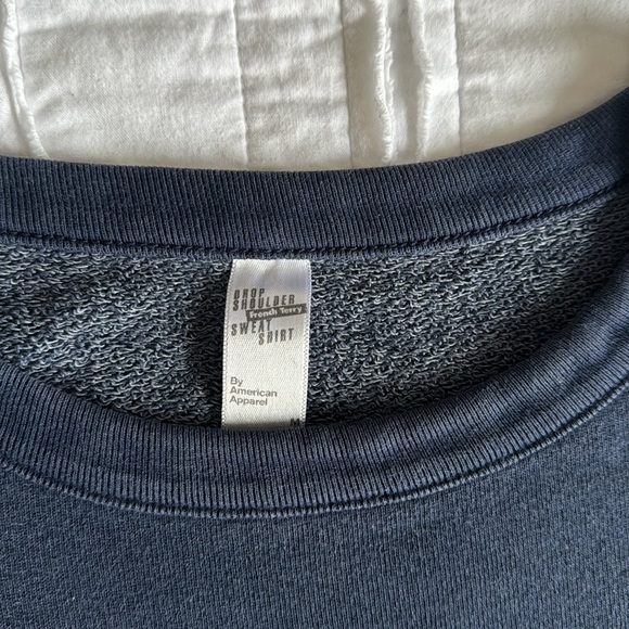 American Apparel Drop Shoulder French Terry Sweatshirt Medium - Navy Blue - Picture 2 of 3